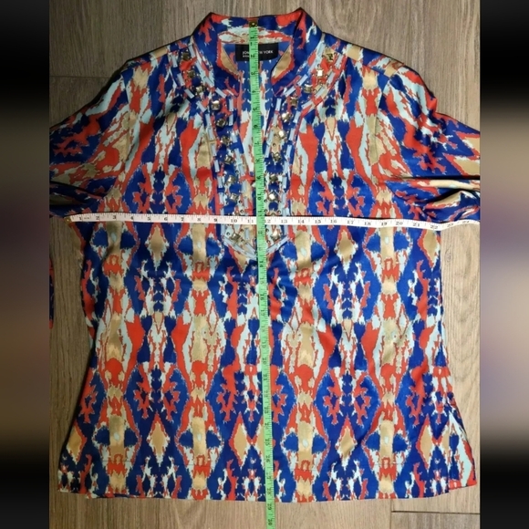 Jones New York Signature Ladies Multi-Color Long Sleeve Blouse Top Sz Large - Picture 8 of 9